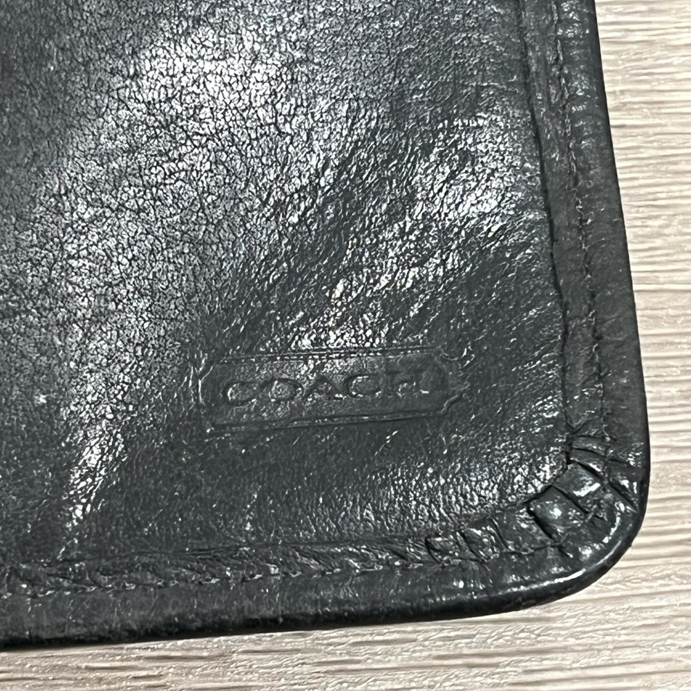 VTG Coach Black Leather Long Bifold Kiss Lock Continental Wallet Coin Checkbook - Picture 3 of 9